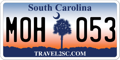 SC license plate MOH053