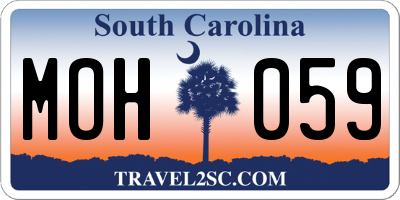 SC license plate MOH059