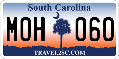 SC license plate MOH060