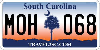 SC license plate MOH068