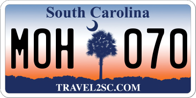 SC license plate MOH070