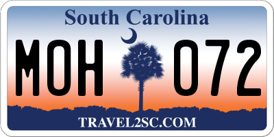 SC license plate MOH072
