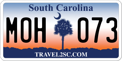 SC license plate MOH073