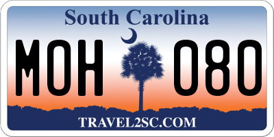 SC license plate MOH080