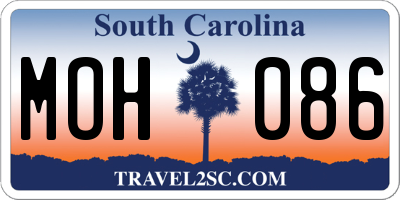SC license plate MOH086