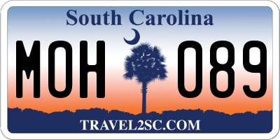 SC license plate MOH089