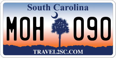 SC license plate MOH090