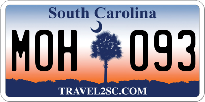 SC license plate MOH093