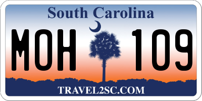SC license plate MOH109