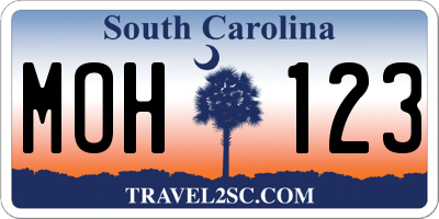 SC license plate MOH123