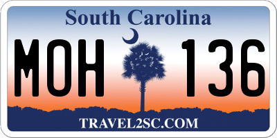 SC license plate MOH136