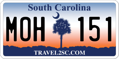 SC license plate MOH151