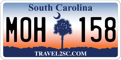 SC license plate MOH158