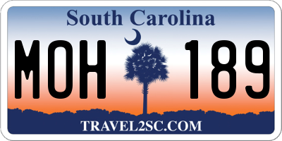 SC license plate MOH189