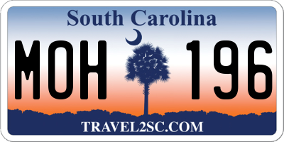 SC license plate MOH196