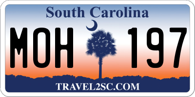 SC license plate MOH197