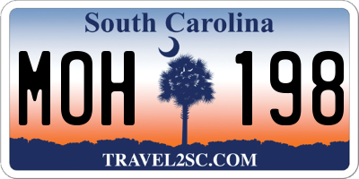 SC license plate MOH198