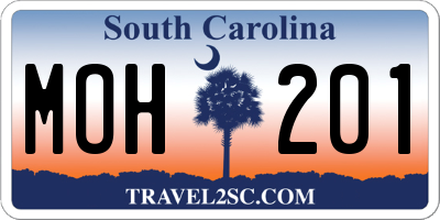 SC license plate MOH201