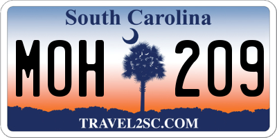 SC license plate MOH209