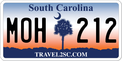 SC license plate MOH212
