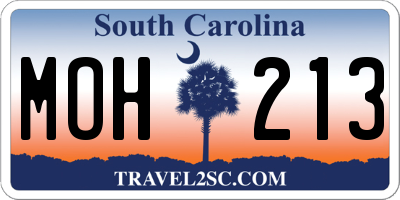SC license plate MOH213