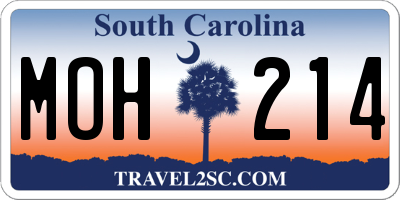 SC license plate MOH214