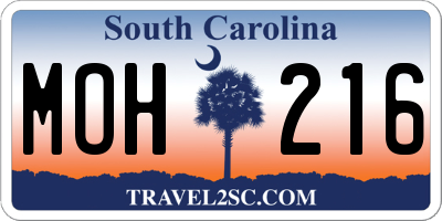SC license plate MOH216