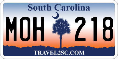 SC license plate MOH218