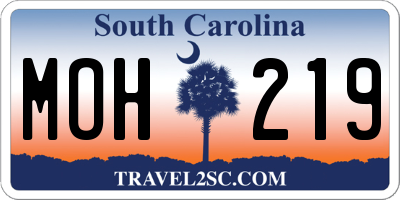SC license plate MOH219