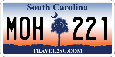 SC license plate MOH221