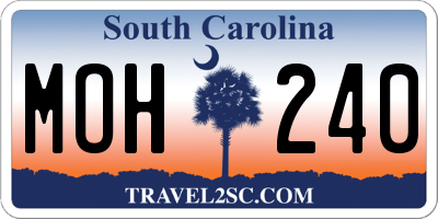 SC license plate MOH240