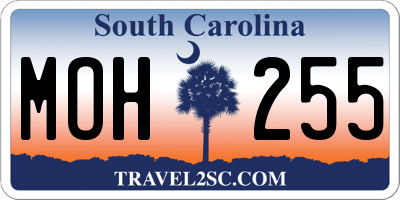 SC license plate MOH255