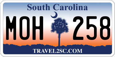 SC license plate MOH258