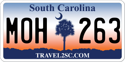 SC license plate MOH263