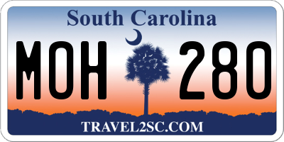 SC license plate MOH280