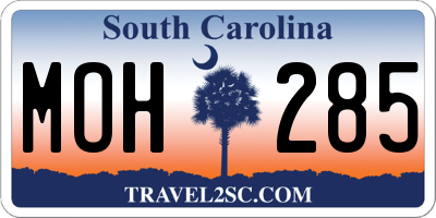 SC license plate MOH285