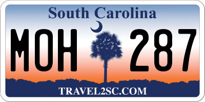 SC license plate MOH287