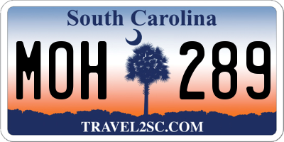 SC license plate MOH289
