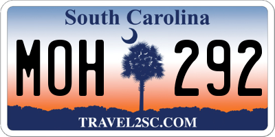 SC license plate MOH292