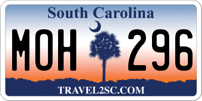 SC license plate MOH296