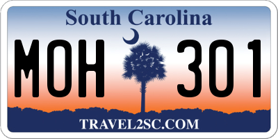 SC license plate MOH301