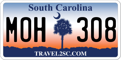 SC license plate MOH308
