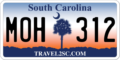 SC license plate MOH312