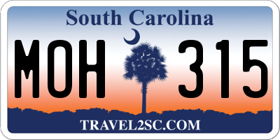 SC license plate MOH315