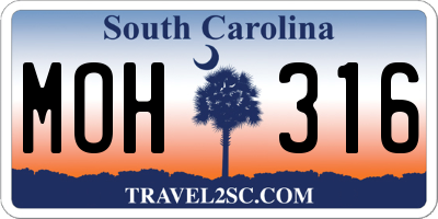 SC license plate MOH316