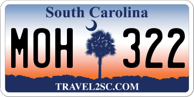 SC license plate MOH322