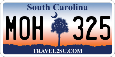 SC license plate MOH325