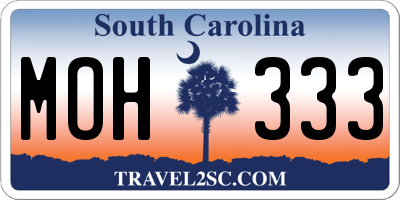 SC license plate MOH333