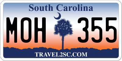 SC license plate MOH355