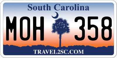 SC license plate MOH358